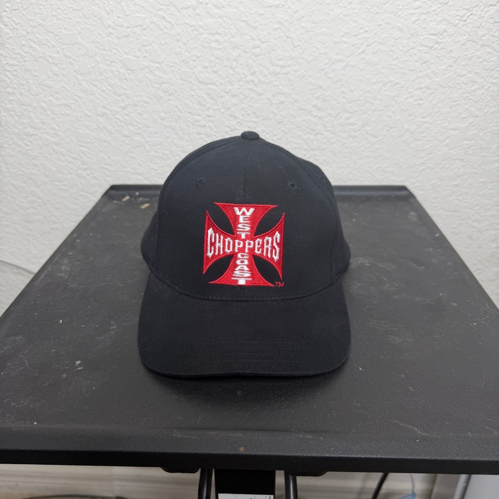 West Coast Choppers Jesse James Iron Cross Embroidered Hat Black Biker Cap